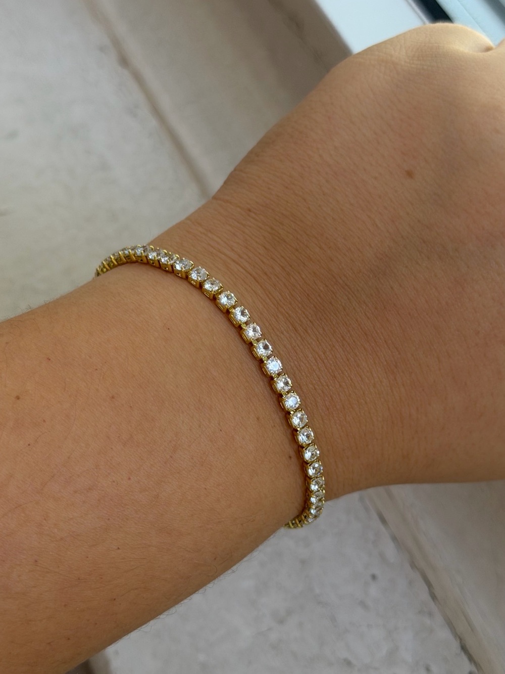 Gold Tennis Bracelet with CZ stones